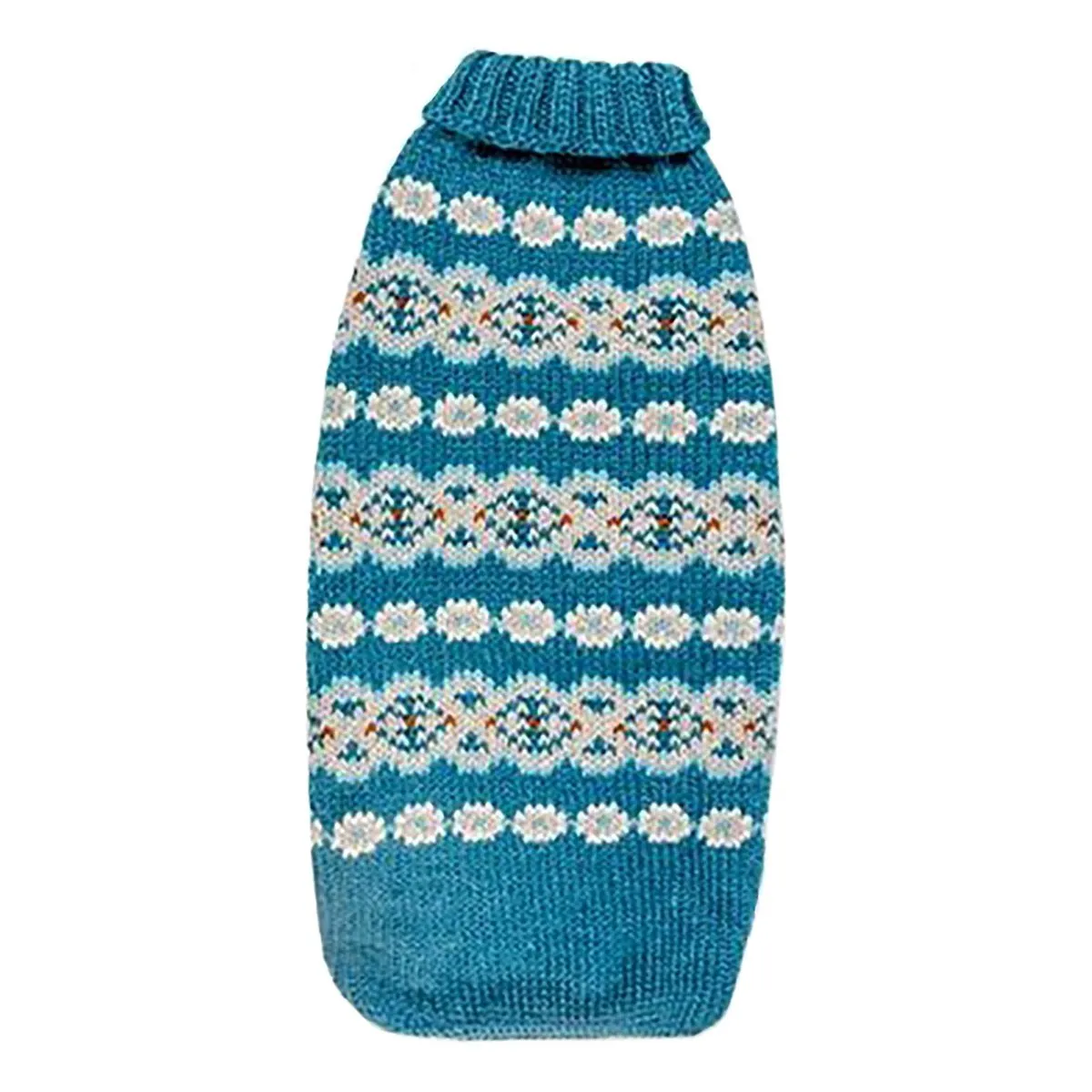 Teal Alpaca Fair Isle Dog Sweater