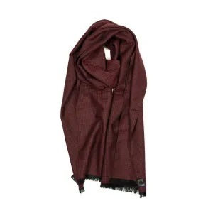 Tonal houndstooth scarf, burgundy wool and silk