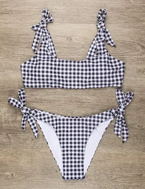 Two Piece Swimsuits Tie Knot Padded Push Up