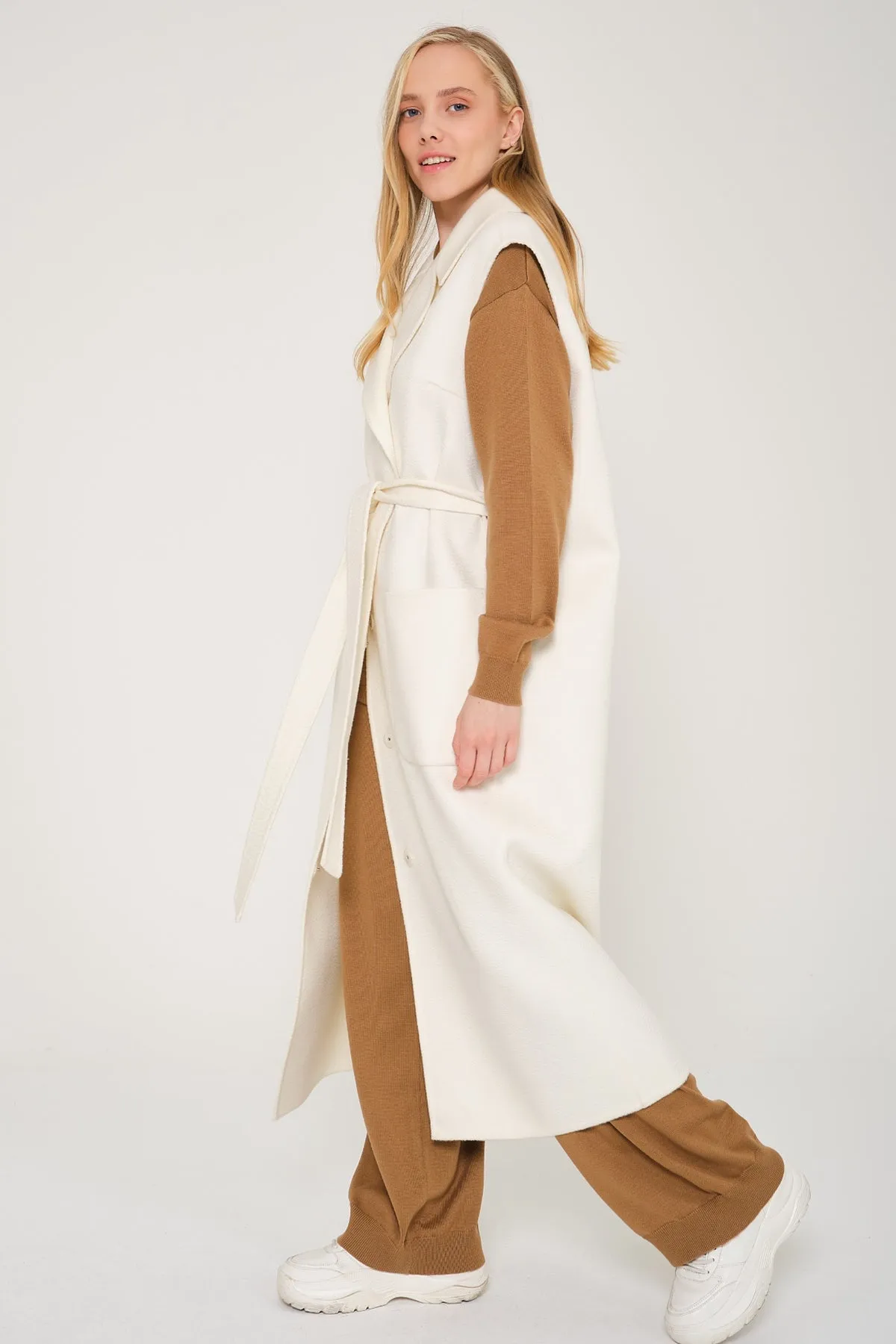 White Long Wool Waistcoat