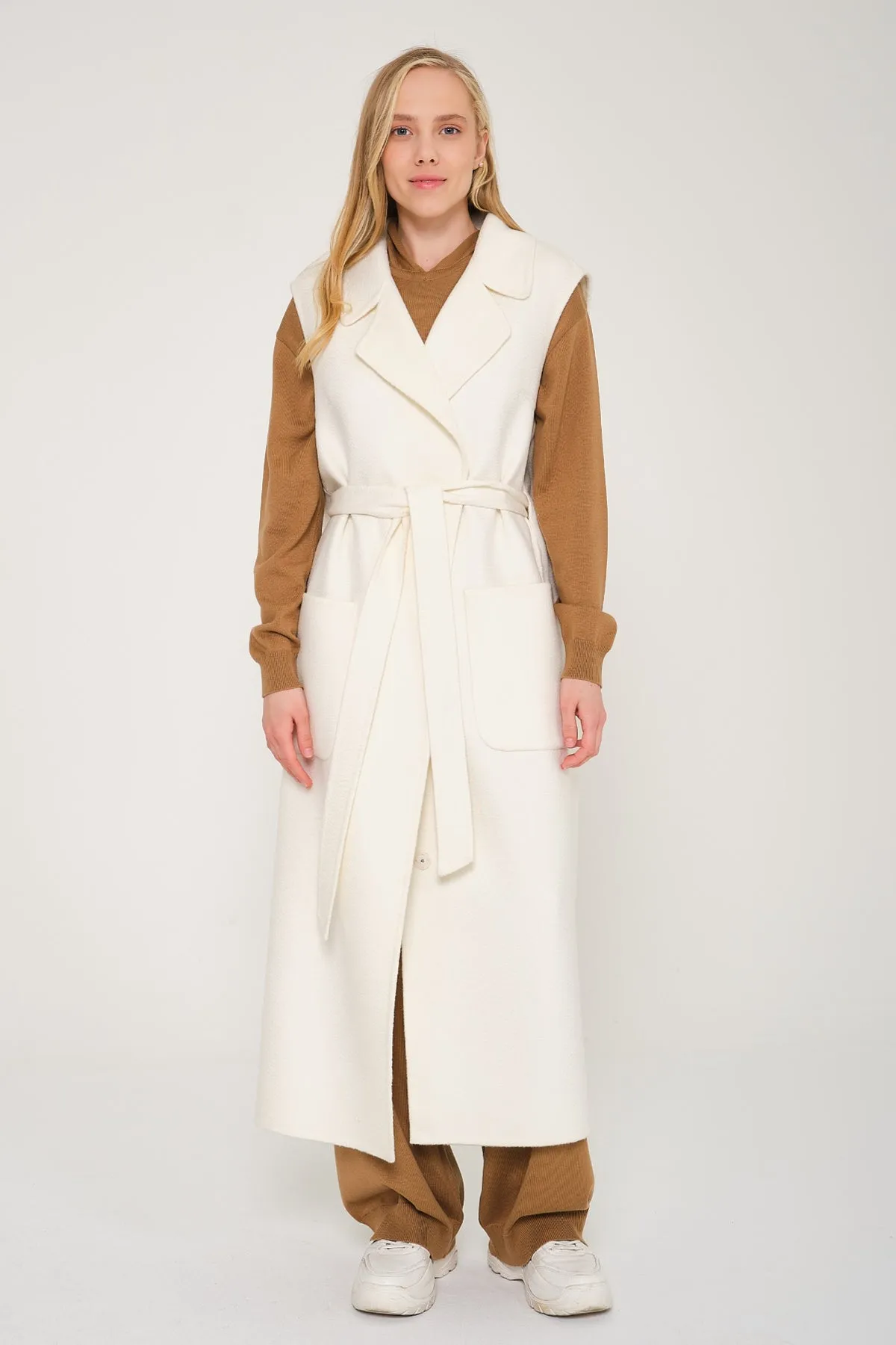 White Long Wool Waistcoat