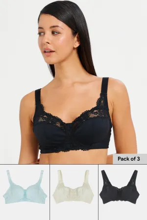 Women Assorted Solid Non Padded Bra Set (Pack of 3)