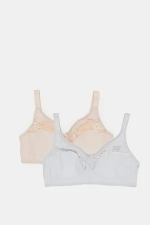 Women Beige And Grey Non-Padded Bra Set (Pack Of 2)