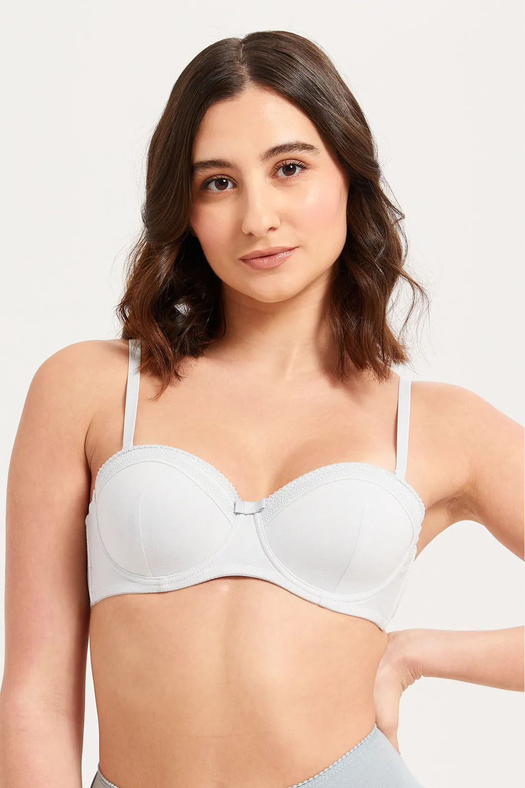 Women Grey Ditsy Floral Balconette Bra (Pack of 2)