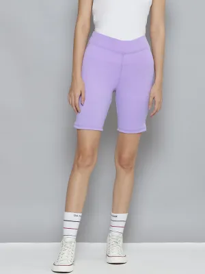 Women Lavender Rib Active Shorts