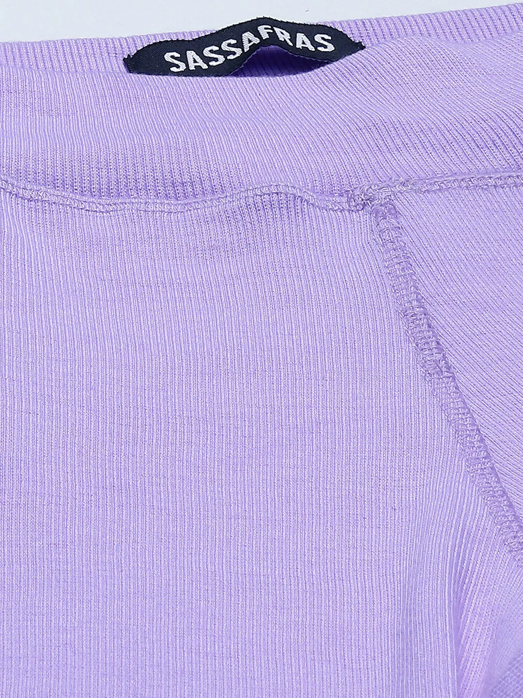 Women Lavender Rib Active Shorts