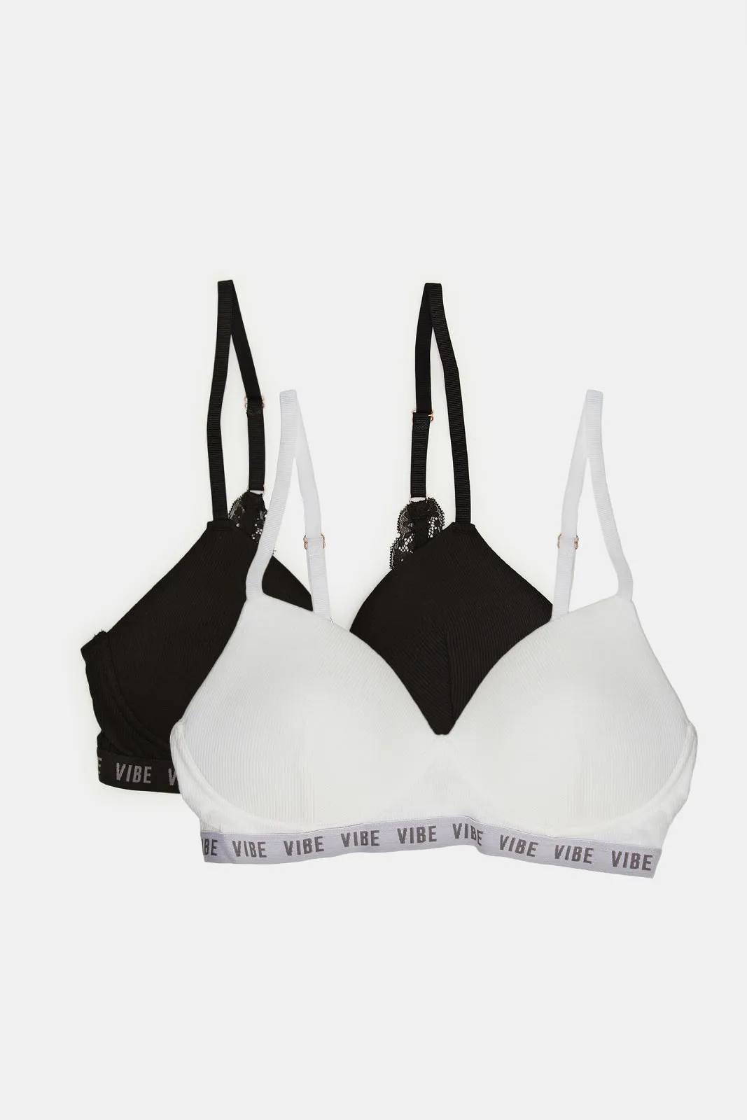 Women White And Black Non-Wired Bras (Pack of 2)