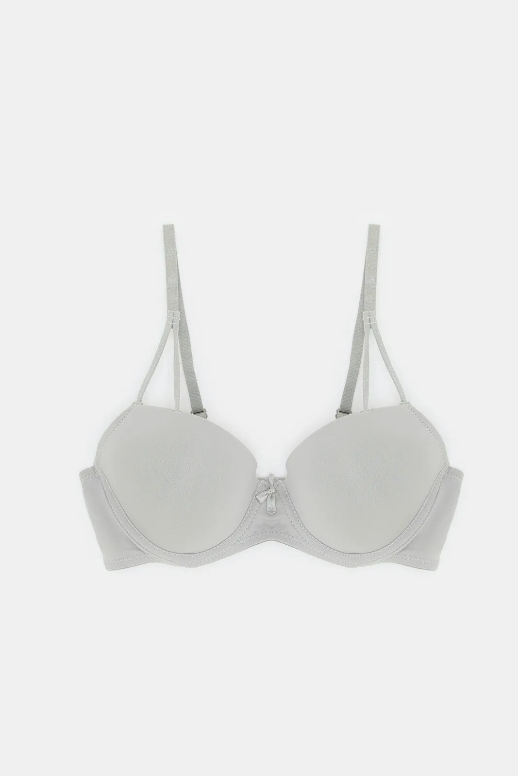 Women White And Grey Floral Plunge Bra Set (Pack of 3)